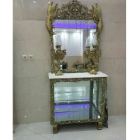 خرید، قیمت و مشخصات آینه کنسول آبکاری با کنسول آینه دار طرح طاووس مدل تاج دار، ارزان و با کیفیت _ چترزندگی