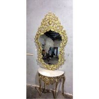 خرید، قیمت و مشخصات آینه دیواری همراه با میز مدل تاج دار طرح جدید، ارزان و با کیفیت _چترزندگی