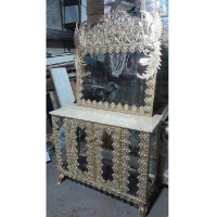 خرید، قیمت و مشخصات خرید، آینه کنسول آبکاری آلومینیوم طرح طاووس دو کابینه، ارزان و با کیفیت _ چترزندگی