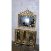 خرید، قیمت و مشخصات آینه کنسول با آبکاری آلومینیوم تاج دار سه کابینه، ارزان و با کیفیت _ هنرظریف