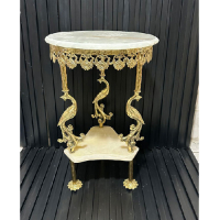 خرید، قیمت و مشخصات میز تلفن دو طبقه برنزی مدل سیمرغ، سنگ سه گوش طرح گل رز، ارزان و با کیفیت _ چتر زندگی