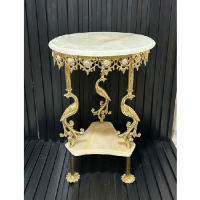 خرید، قیمت و مشخصات میز تلفن دو طبقه برنزی مدل سیمرغ، سنگ سه گوش طرح آفتابگردان، ارزان و با کیفیت _ چتر زندگی