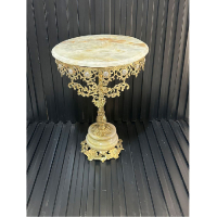 خرید، قیمت و مشخصات میز پایه سنگی برنزی مدل ستونی طرح آفتابگردان تاج دار، ارزان و با کیفیت _ چتر زندگی