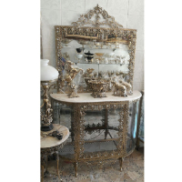 خرید، قیمت و مشخصات آینه  کنسول برنز مدل گل آفتابگردان طرح نیزه ای، ارزان و با کیفیت _ چتر زندگی