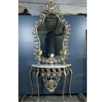 خرید، قیمت و مشخصات ست آینه کنسول و شمعدان محرابی برنزی طرح فرشته، ارزان و با کیفیت _ چتر زندگی