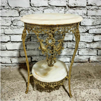 خرید، قیمت و مشخصات میز خاطره و تلفن برنزی دو طبقه مدل تاج دار و نگین دار، ارزان و با کیفیت _ چتر زندگی