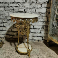 خرید، قیمت و مشخصات میز خاطره و تلفن برنزی دو طبقه مدل گل رز طرح سه پایه پیوسته، ارزان و با کیفیت _ چتر زندگی