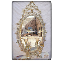 خرید، قیمت و مشخصات آینه کنسول بیضی برنزی با تاج گل مدل جدید، ارزان و با کیفیت _ چتر زندگی