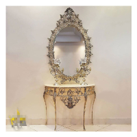 خرید، قیمت و مشخصات ست آینه کنسول برنزی با شمعدان طرح لاله بسیار شیک، ارزان و با کیفیت _ چتر زندگی