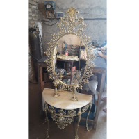خرید، قیمت و مشخصات سرویس آینه کنسول بیضی و شمعدان برنزی مدل لاله طرح تاج گل _ چتر زندگی