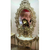 خرید، قیمت و مشخصات سرویس آینه کنسول، شمعدان و ساعت برنزی با حاشیه گل به قیمت تولیدی _ چتر زندگی