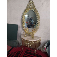خرید، قیمت و مشخصات آینه کنسول برنزی با حاشیه گل مدل تاج دار بلند، ارزان و با کیفیت _ چتر زندگی