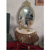 خرید، قیمت و مشخصات ست آینه کنسول و شمعدان برنزی بیضی تاجدار به قیمت تولیدی _ چتر زندگی
