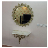 خرید، قیمت و مشخصات آینه کنسول گرد برنزی طرح آفتابگردان، ارزان و با کیفیت _ چتر زندگی