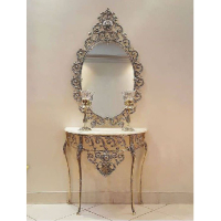 خرید، قیمت و مشخصات سرویس آینه کنسول و شمعدان برنزی با حاشیه و تاج گل به قیمت تولیدی _ چتر زندگی