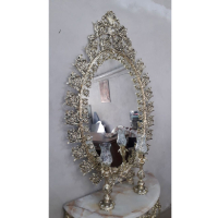 خرید، قیمت و مشخصات سرویس آینه کنسول و شمعدان برنزی با حاشیه دوبل گل رز با طراحی جدید _ چتر زندگی