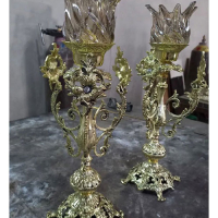 خرید، قیمت و مشخصات شمعدان برنزی پایه دار با طرح گل لاله، ارزان و با کیفیت _چتر زندگی