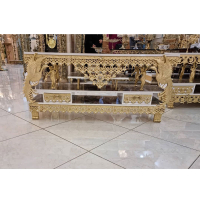 خرید، قیمت و مشخصات میز ال سی دی آنتیک و جدید جنس ام دی اف و برنزی طرح طاووس و گل لاله برجسته زیر قیمت | چترزندگی