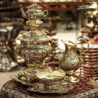 مشخصات کامل سرویس سماور زغالی برنجی ٤ لیتری برنجی آبکاری شبه طلا با پوشش نانو | چترزندگی