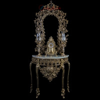 خرید، قیمت و مشخصات سرویس آینه کنسول لوتوس طرح مانلی بدنه برنزی و رنگ فورتیک _ هنرظریف