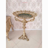 خرید آنلاین، کنارسالنی با پایه 3 شاخ و کاسه برزرگ از جنس آلیاژ آلومنیوم با آبکاری برنز، زیر قیمت بازار | چترزندگی