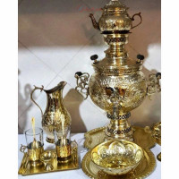 خرید آنلاین، سرویس سماور زغالی برنجی 6 لیتری دوبل هواکش، ساخته شده با ورق با کیفیت، زیر قیمت بازار | چترزندگی