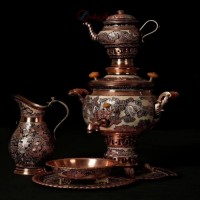 خرید آنلاین، سماور مسی 4 لیتری نقره کوب 5 تکه، سنگین وزن، کیفت درجه یک با ثبات رنگ، با قیمتی مناسب | چترزندگی