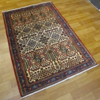 خرید آنلاین، فرش هنر دست ایرانیان ميمه با طرح سراسر، رنگ زیبای زمینه كرم و حاشیه آبي کد ۳۹۸۱۶، زیر قیمت بازار | چترزندگی