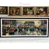 خرید تابلو فرش دستبافت، تابلو فرش دستبافت خیابان سانفرانسیسکو چله ابریشم 50 رج، زیر قیمت بازار _ هنرظریف