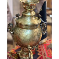خرید آنلاین، سرویس سماور چهار لیتری توپی قلم خطی سوزنی، با ورق ضخیم و با کیفیت _ هنرظریف