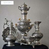 خرید آنلاین، سرویس سماور دکوری برنجی 5 لیتری و آفتابه لگن، بدون تغییر رنگ همراه با روکش کوره ای، زیبا و خاص، یا قیمتی بسیار مناسب | چترزندگی