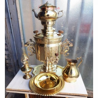 خرید، قیمت و مشخصات سماور برنجی زغالی سطلی دسته ماهی با ورق برنج ضخیم با کیفیت _ هنرظریف