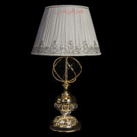 خرید، قیمت و مشخصات آباژور کره ای شیلد دار بدنه برنز و شیلد پارچه ای، رنگ فورتیک _ هنرظریف