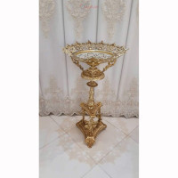 خرید آنلاین، کنارسالنی میوه با پایه دوبل سه شاخه و ستون زیبا از جنس آلیاژ آلومنیوم با آبکاری برنز، زیر قیمت بازار | چترزندگی