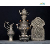 خرید آنلاین، سرویس سماور قلم زنی اعلاء امضا دار، روکش پتینه نقره با پوشش کوره ای و کیفیت بالا، زیر قیمت بازار | چترزندگی