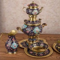 خرید آنلاین، سرویس سماور  2.5 لیتری برنج و پرداز،  نقاشی دست با روکش پلی استر، چشم نواز با کیفیت عالی، زیر قیمت بازار | چترزندگی