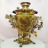 خرید آنلاین، سماور زغالی 8 لیتری مدل تراش به سبک (آنتیک) دسته توری ملکه، پایه ستوندار، سنگین وزن با طرحی تک، با قیمت مناسب | چترزندگی