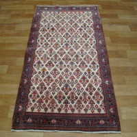 خرید آنلاین، فرش بافته شده با دست، ميمه طرح سراسر با رنگ زمینه كرم و حاشیه سرمه اي کد ۳۹۴۴۱، زیر قیمت بازار | چترزندگی