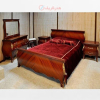 خرید، قیمت و مشخصات سرویس خواب و آینه کنسول معرق کاری، رنگ چند لایه پولیش شده طراحی آنتیک و شیک _ هنرظریف