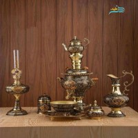 خرید آنلاین، سرویس زیبای سماور زغالی اعیانی و پرکار برنجی 6 لیتری، بسیار زیبا و دلنشین، زیر قیمت بازار | چترزندگی