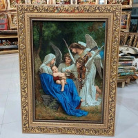 خرید آنلاین، تابلو فرش تبریز بافته شده با دست در طرح تولد مسیح، مارکدار با چله ابریشم، قیمت مناسب | چترزندگی