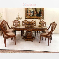 خرید، قیمت و مشخصات میز ناهار خوری 8 نفره و معرق کاری شده طراحی شیک و آنتیک دارای ضمانت _ هنرظریف