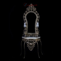 خرید، قیمت و مشخصات سرویس آینه کنسول طرح لوتوس و مروارید رنگ برنزی و پرداخت کاری شده _ هنرظریف