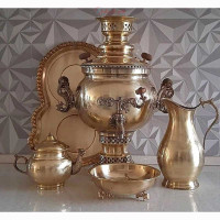 خرید آنلاین، سرویس سماور 6 لیتری زغالی برنجی طرح آیینه ای، شیک و ساده، دوبل هواکش، زیر قیمت بازار | چترزندگی