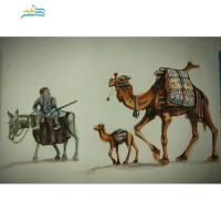خرید، قیمت و مشخصات نقاشی آبرنگ کاروان شتر، دارای قاب پلیمری مشکی، با کیفیت بسیار بالا | چترزندگی