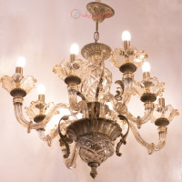 خرید، قیمت و مشخصات لوستر آنتیک با شاخه های کریستالی و طراحی زیبا و با دوام _ هنرظریف