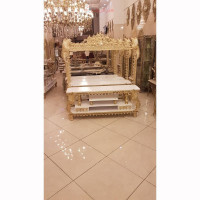 خرید، قیمت و مشخصات میز تلویزیون دو کشو قاب دار طرح طاووس، بسیار زیبا و خاص، با کیفیت اعلا و روکش برنز _ هنرظریف