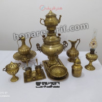 خرید آنلاین، سرویس کامل سماور 3 لیتری زغالی برنجی آینه ریز، قلم زنی خطی، کیفیت عالی، زیر قیمت بازار | چترزندگی