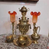 خرید آنلاین، سرویس سماور 8لیتری برنجی قلمزنی زغالی با آبکاری طلایی طرح ماری، سنگین وزن با کیفت اعلاء، با قیمتی مناسب | چترزندگی