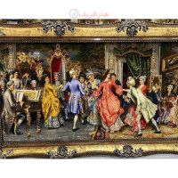 خرید تابلو فرش دستبافت، تابلو فرش دستبافت مهمانی رقص چله ابریشم 50 رج، با کیفیت بالا و درجه یک، زیر قیمت بازار _ هنرظریف